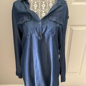 Forever 21 Blue Button-Front Tunic Dress
